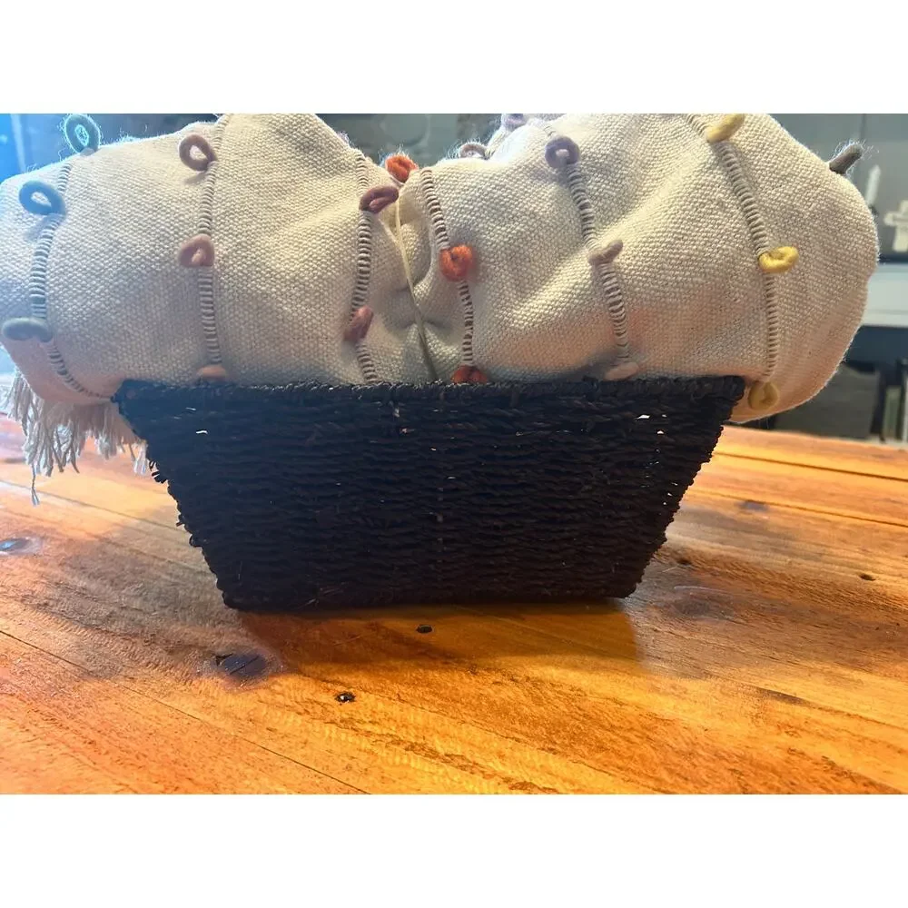 Dark Brown Woven Storage Basket Rectangle Decorative Basket Farmhouse Decor
